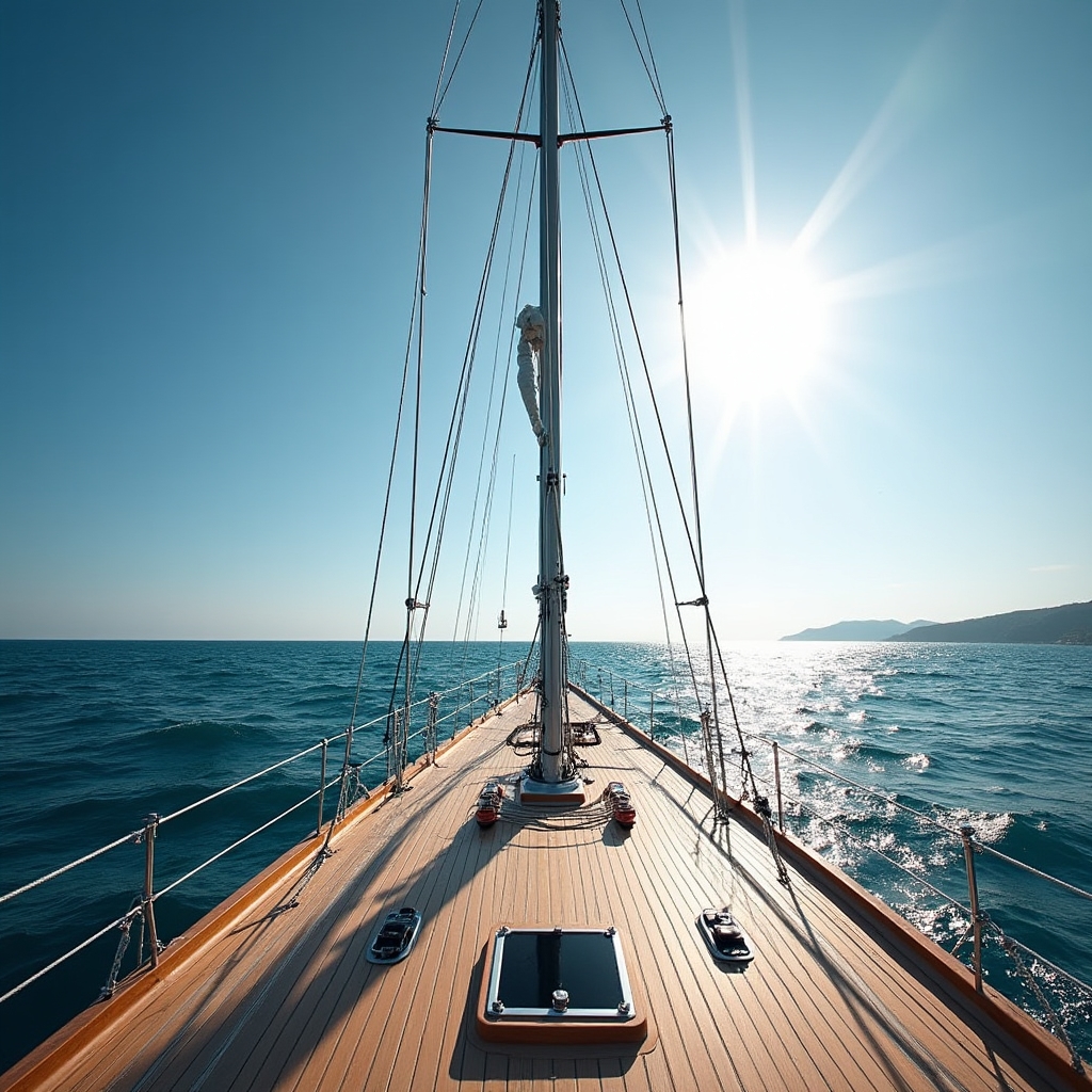 Cubierta de velero en el Mediterráneo con alumnos